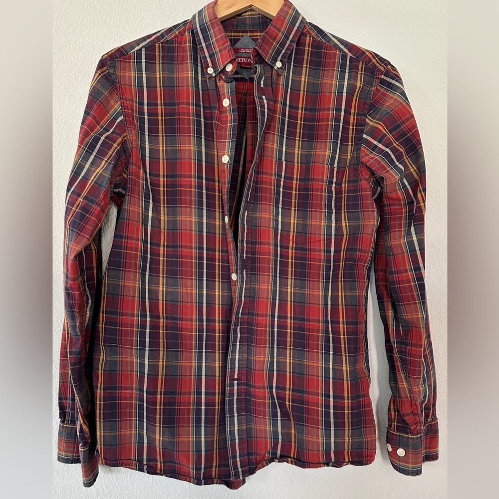 Merona Men's Fall Colored Plaid Button Down Shirt